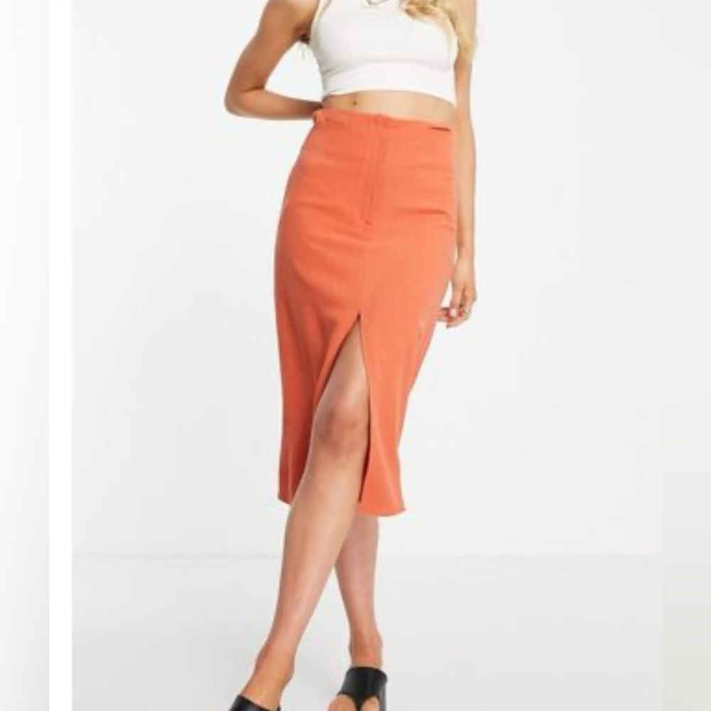 ASOS linen blend midi skirt